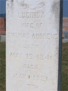 Lucinda Cheek Andrews gravestone