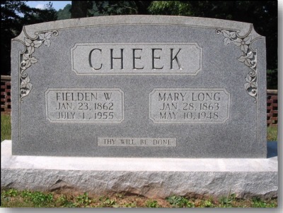 Fielden Walter Cheek and Mary Long Cheek Gravestone