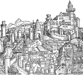 Drawing of a Medieval Town