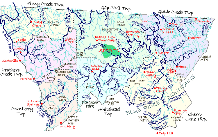 Map of Alleghany Co., NC