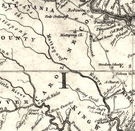 1751 map of Carolina Co., VA