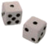 pair of dice showing snake eyes